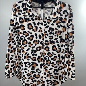 LuLaRoe Leopard Print Button-Down Shirt - Women's Large